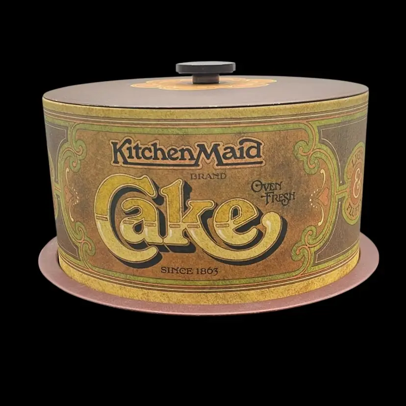 11” Diameter 5” Tall- Vintage 1970s Ballonoff KitchenMaid Covered Metal Cake Box