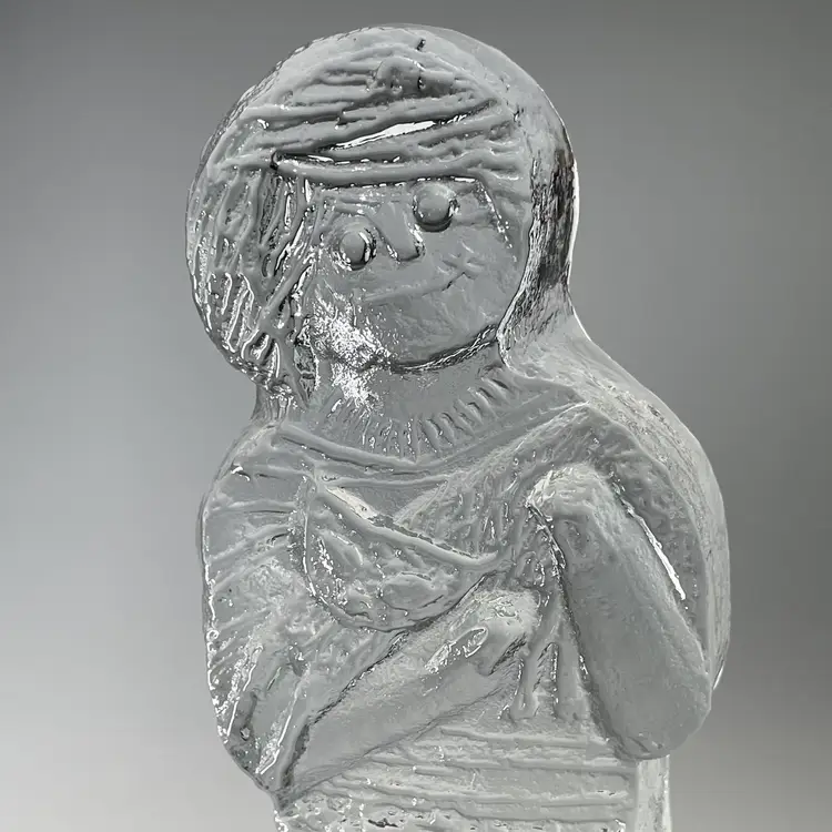 Don Shepherd for Blenko Glass ? Icefloe Boy with Cat Bookend Single Vintage 8"