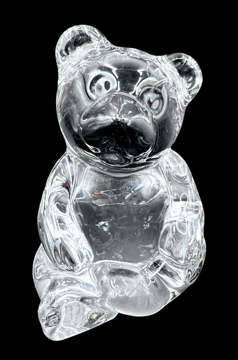 Vintage Princess House Teddy Bear Paperweight Figurine Pets Lead Crystal 3.25β