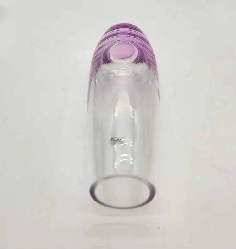 Viva Scandinavia Clear Glass Vase With Purple Weighted Base Handblown Minimalist