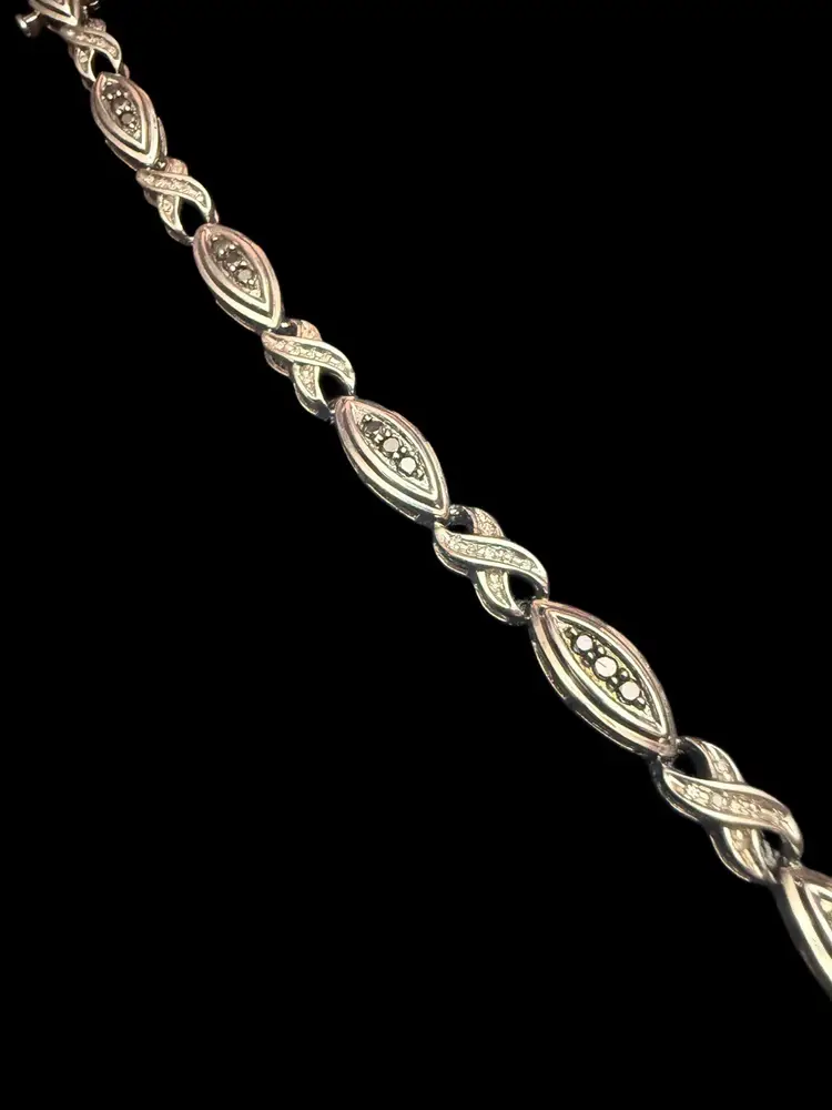 Sterling Silver And Black Diamonds Tennis Bracelet