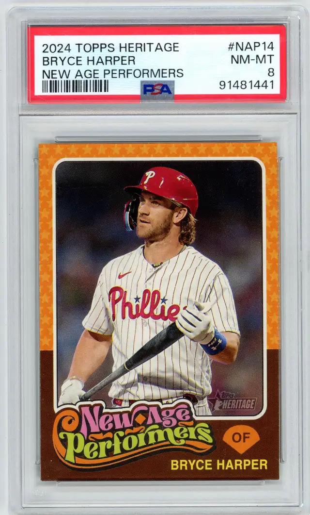 2024 Topps Heritage BRYCE HARPER #NAP14 New Age Performers PHILLIES PSA 8 NM-MT