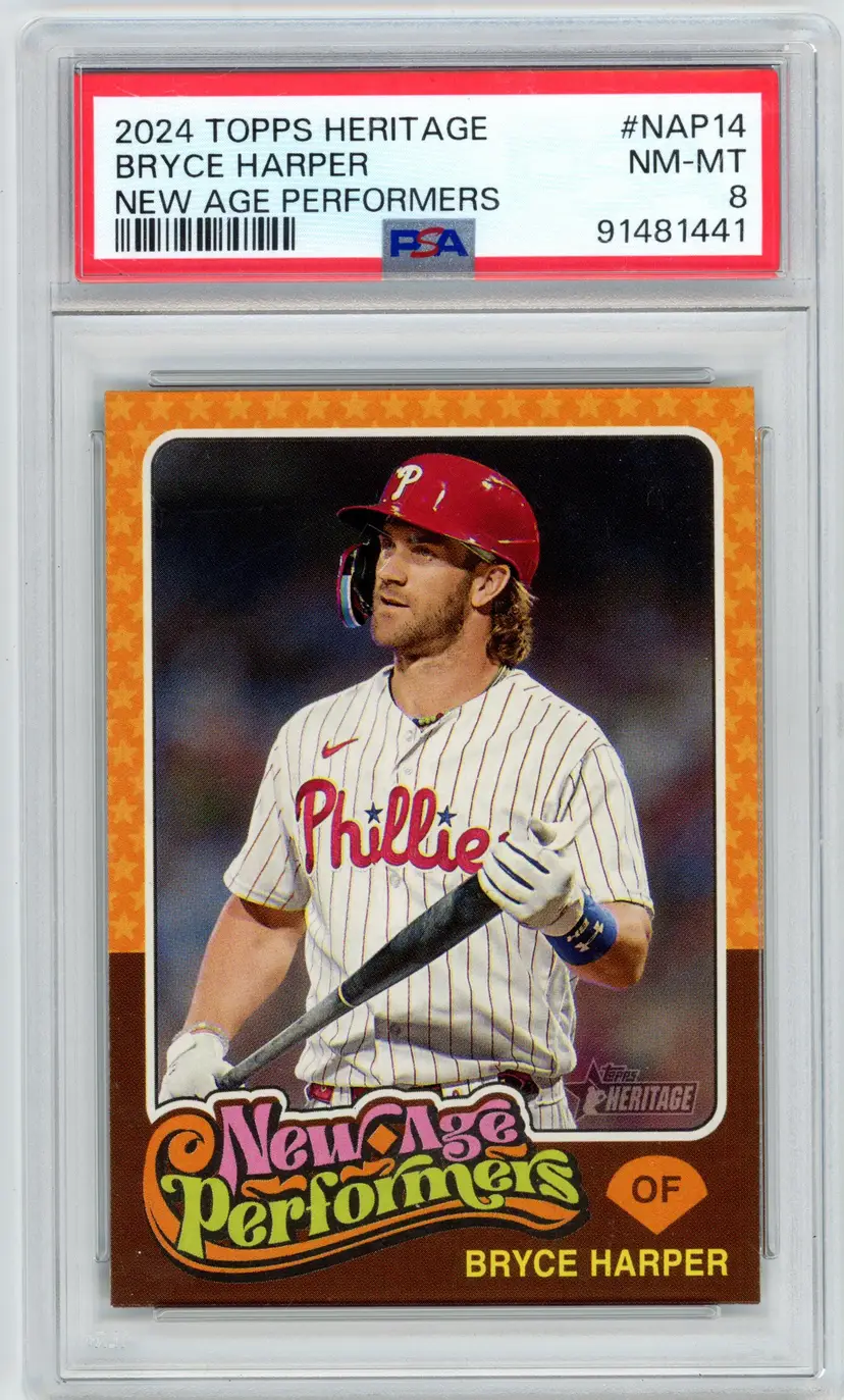 2024 Topps Heritage BRYCE HARPER #NAP14 New Age Performers PHILLIES PSA 8 NM-MT
