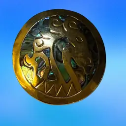 Vintage Inlaid Abalone Horse Goldtone Pendant Brooch (KK)