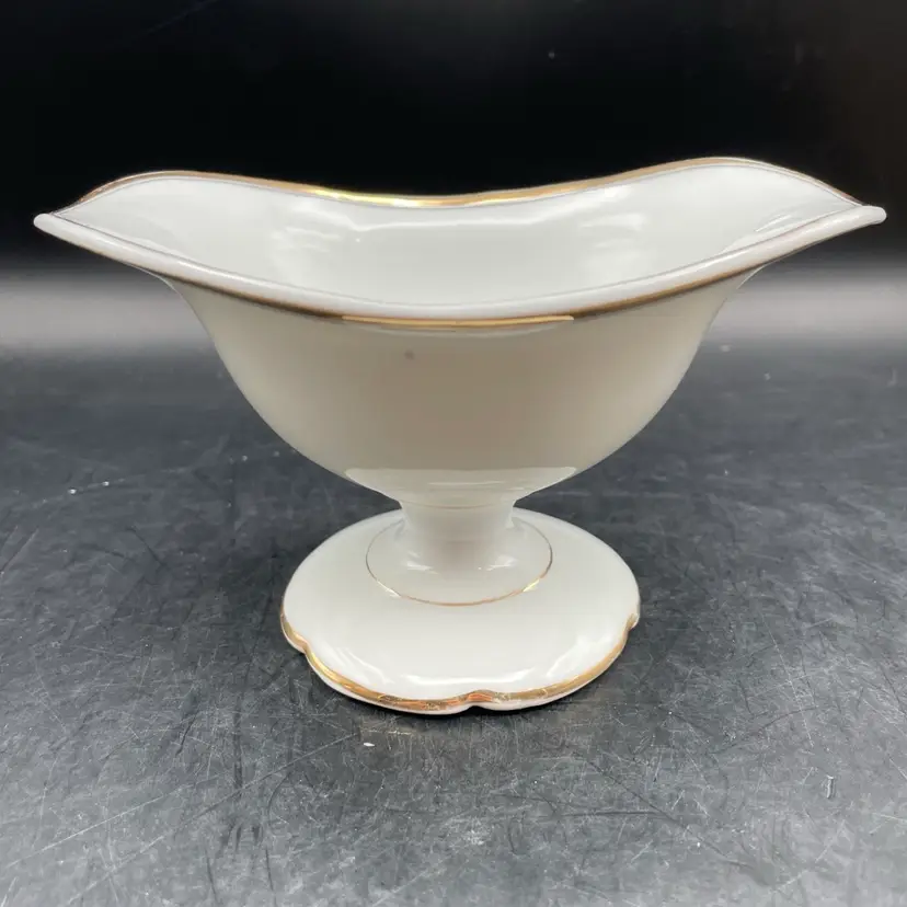 VTG Limoges France Sauce/Gravy Boat White With Gold Trim