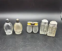 Lot of 3 Glass and Metal Salt and Pepper Shakers Vintage