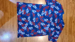 THE NIKE TEE Boys Kids Long Logo Athletic Shirt Youth Size L Blue Red White Fit