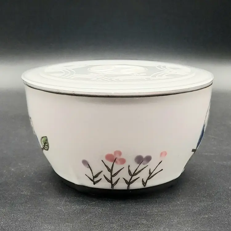 Yokohama Studio Handpainted Floral Small Bowl w/Plastic Vented Lid