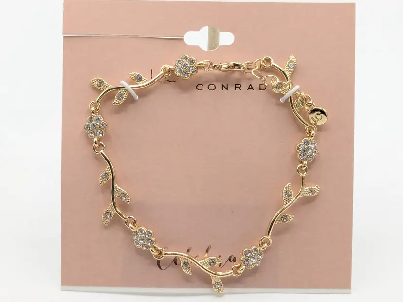 Lauren Conrad Gold Tone Floral Vine Bracelet Rhinestones NWT