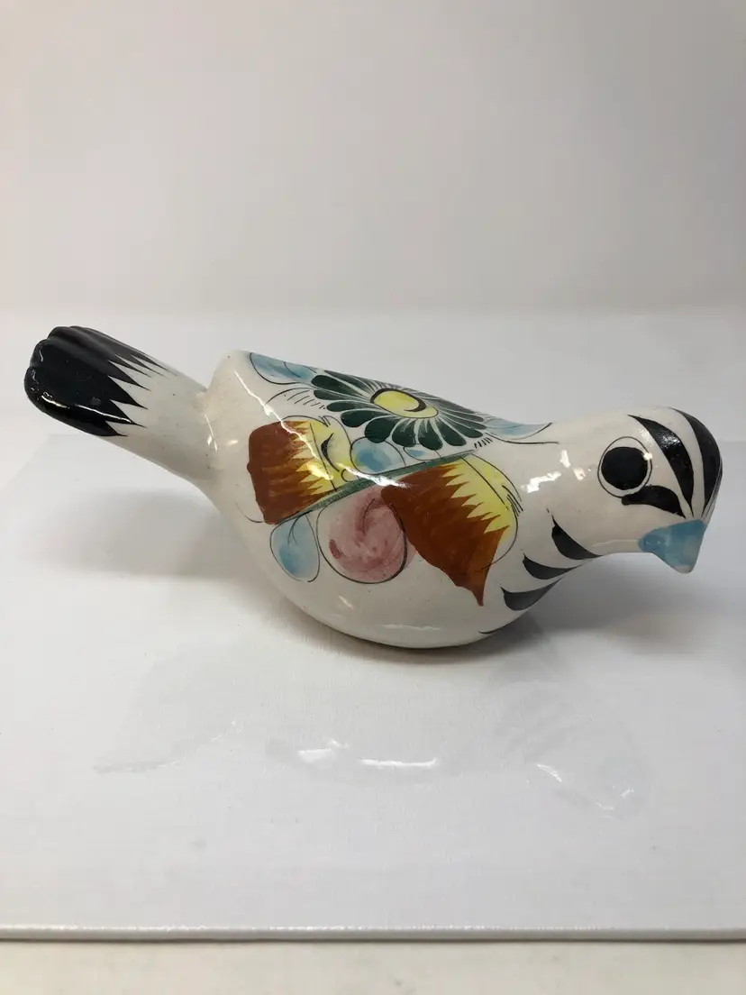 Handmade Pottery Tonala Bird Signed Mexico