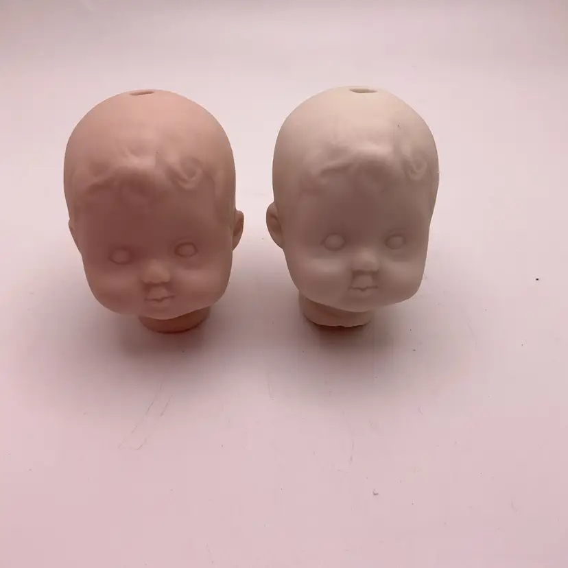 VTG Two Baby Doll Heads Porcelain 2”