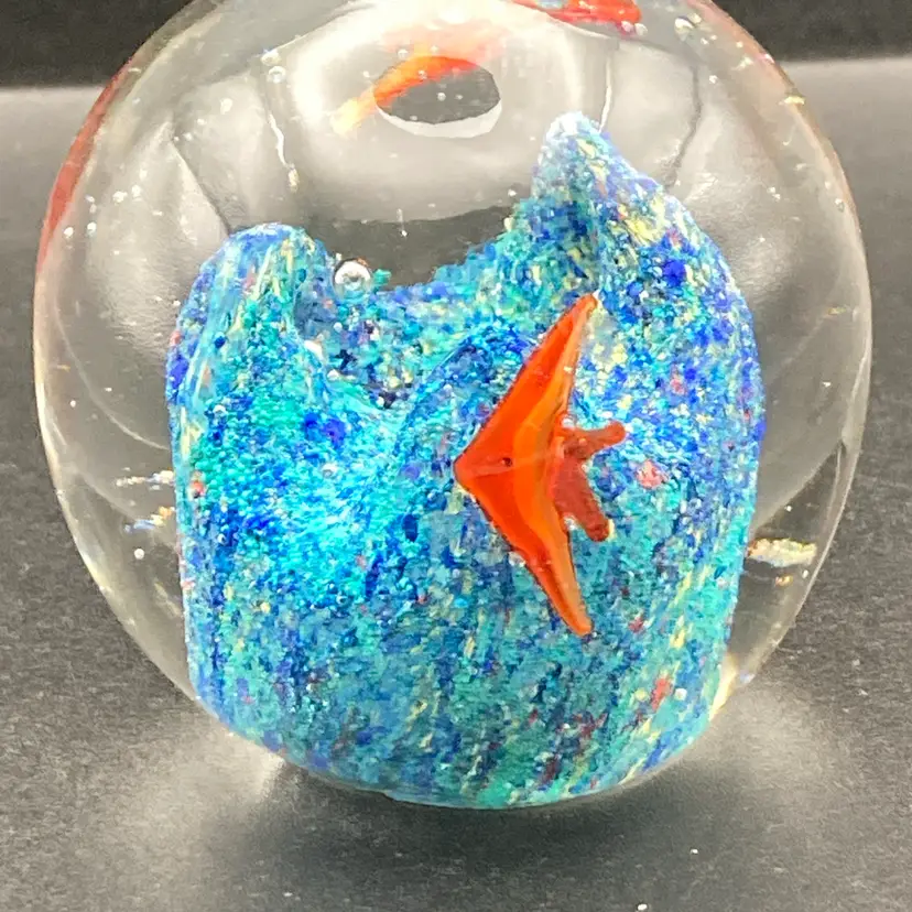 Fish Paperweight! 2 1/2” Tall X 2 1/2”Wide! UV Reactive! See All Pics! Scratches And Chips!