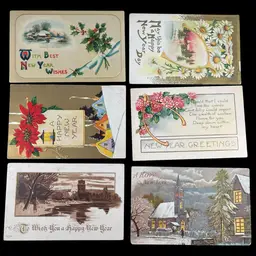 #15 - Lot Of 6 Antique Postcards - New Year