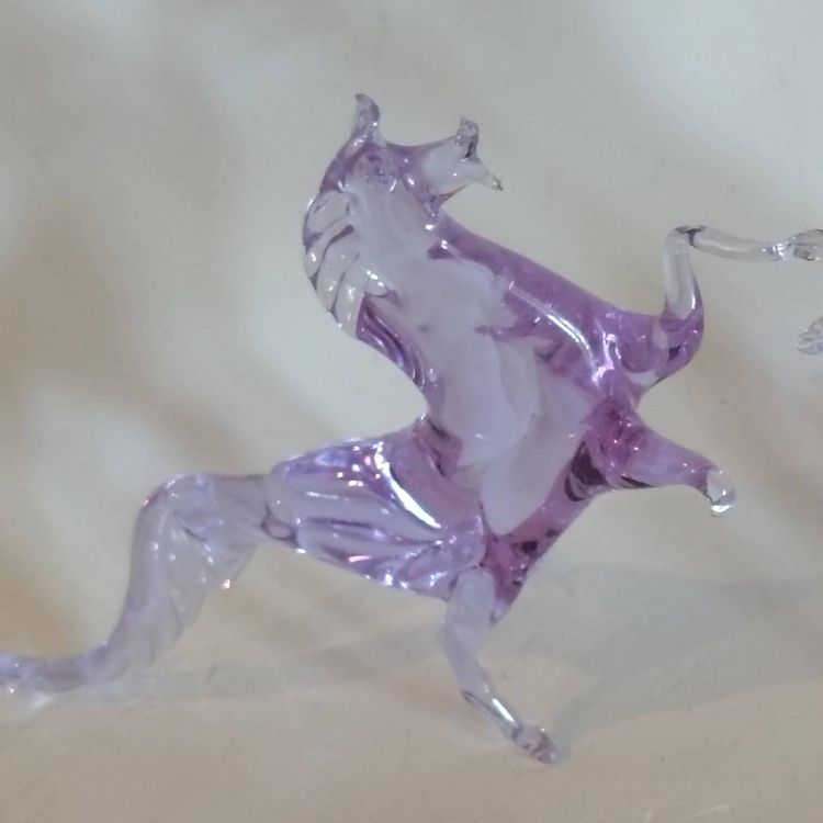 Vintage Murano Neodymium Alexandrite 6.5” Art Glass Rearing Horse Figurine