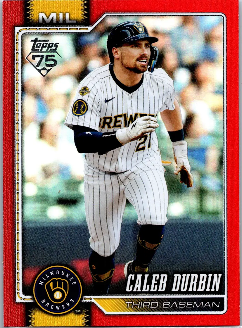 2026 Topps Caleb Durbin #297 Red Rainbow Foil Milwaukee Brewers #/5