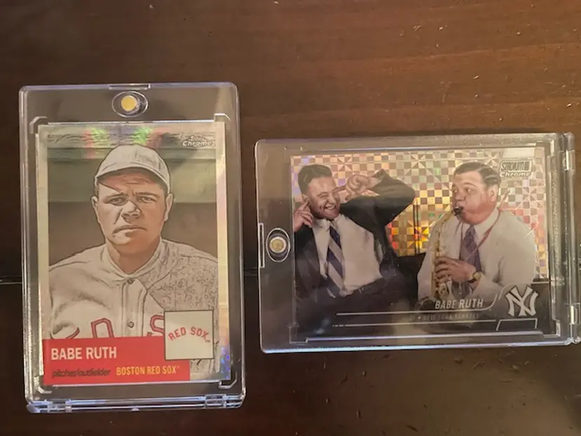 Babe Ruth Chrome Refractor Lot (2) Topps Chrome Red Sox + Stadium Club Chrome Yankees SP
