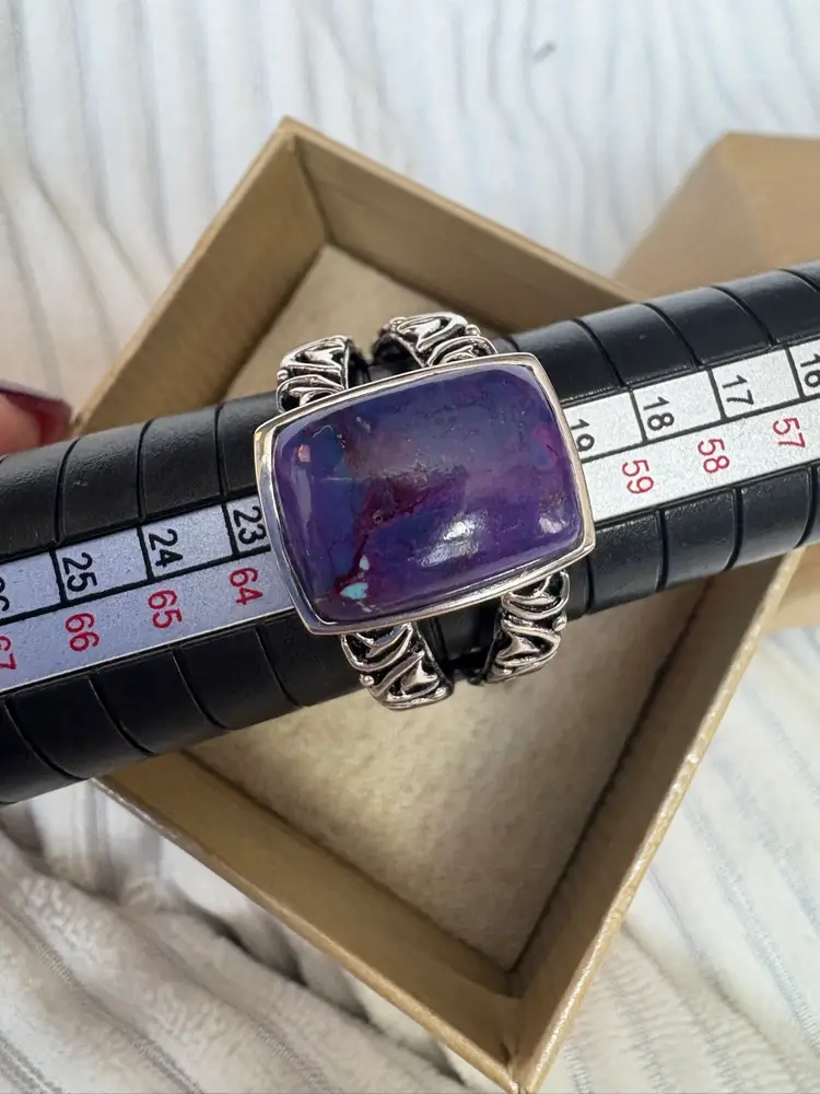 Sterling Silver Purple Turquoise Ring. Size 10
