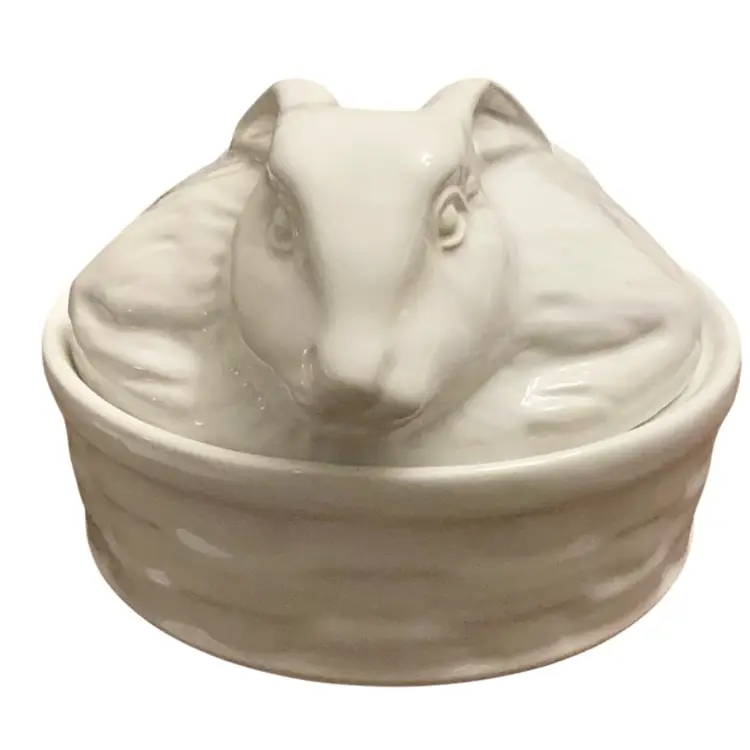 Vintage Made In Italy Ceramic Bunny On Nest 4 1/2” X 5 1/2”