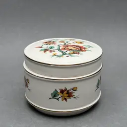 Vintage Sadler England Indian Tree Floral Ginger Jar with Gold Trim