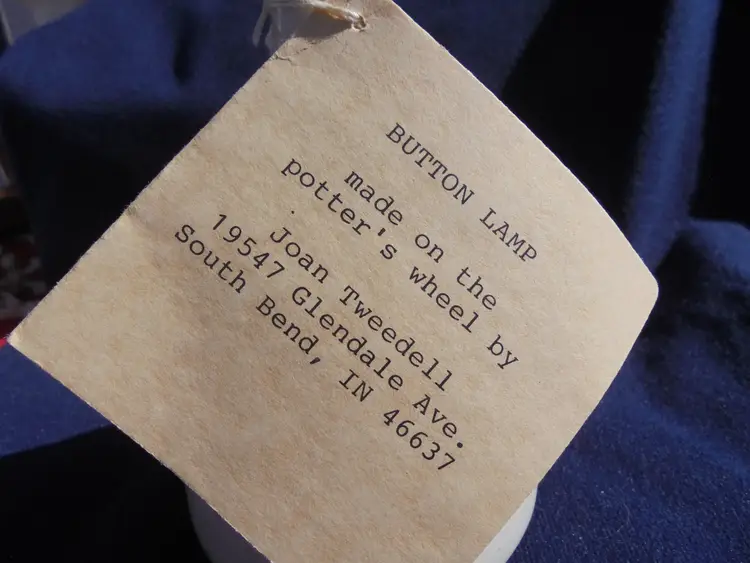 Artisan Made Button Oil Lamp by Joan Tweedell in Firebird Studio in South Bend Ind.