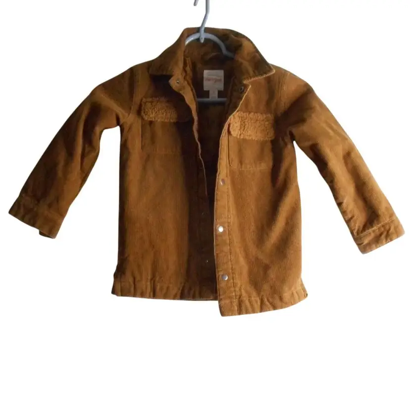 Cat & Jack Boys 5T Brown Corduroy Jacket coat Lined Snap close Sherpa accent