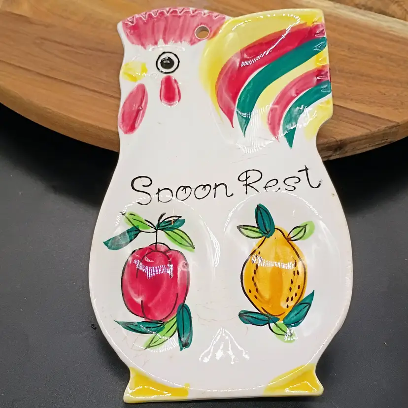 Vintage Japan MCM Chicken Double Spoon Rest Ceramic.