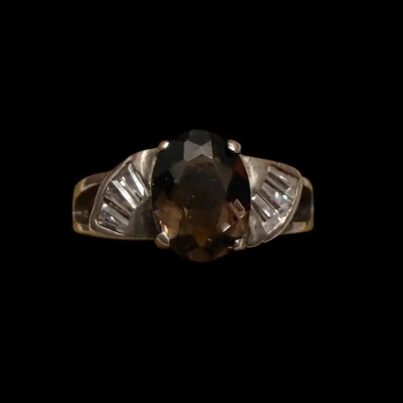 Vintage Sterling Silver And Smoky Quartz Ring