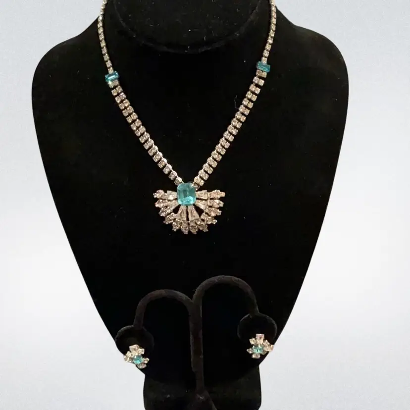 Duane Suite Necklace, clip brooch, earrings