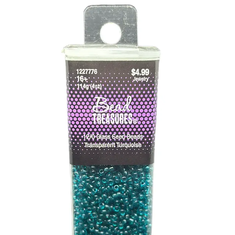 Transparent Turquoise Bead Treasures 12/0 Glass Seed Beads