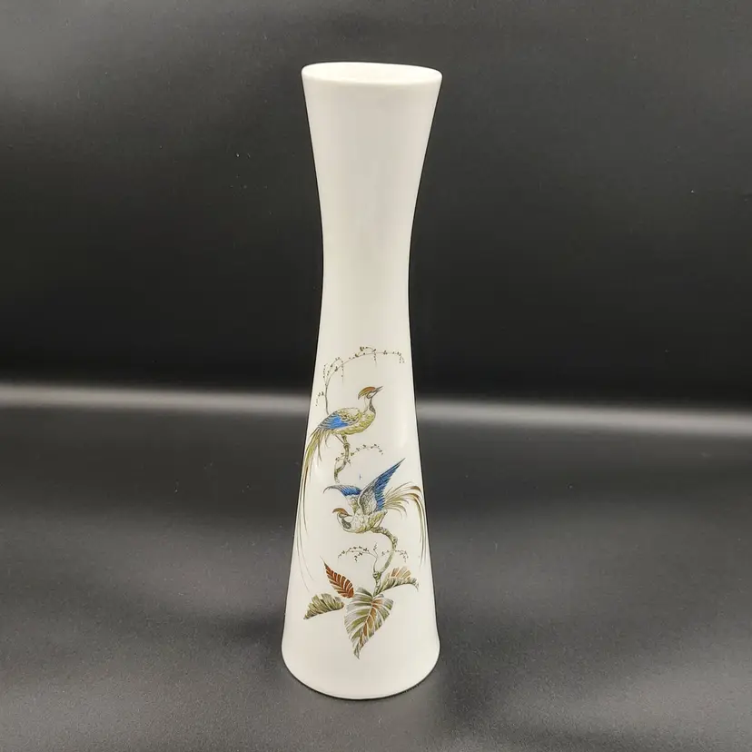 Vtg Schone A K Kaiser Porzellan Porcelain Birds Of Paradise Bud Vase