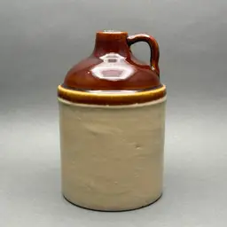 Vintage Rustic Two-Tone Brown/Tan Handled Stoneware Jug