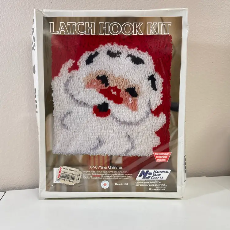 Vintage National Yarn Crafts Santa Latch Hook Kit 1988