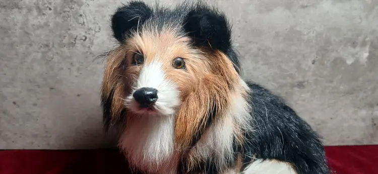 Vintage Real Fur Collie / Sheltie Dog Figurine