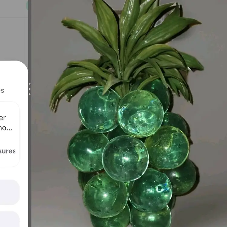 Vintage MCM Lucite Acrylic Resin Grape Cluster Pineapple Teal Green