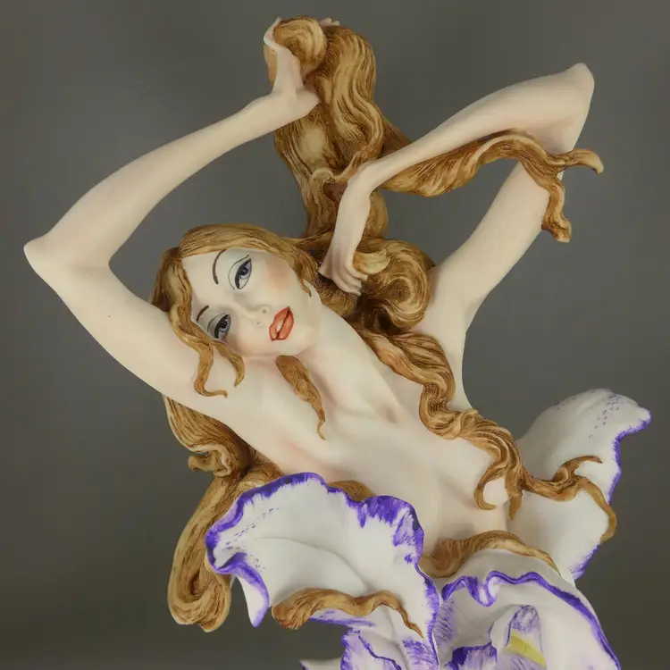 Giuseppe Armani Awakening Figurine, Vintage 1990 Members Only, Collector Society Sculpture, Lady And Orchid