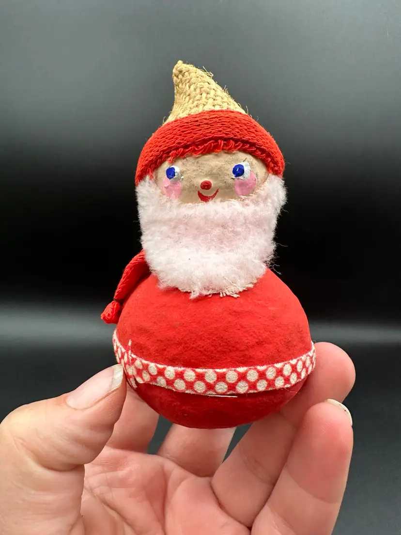 “Mr. Christmas” Spun Cotton Santa Ornament, Made In Japan HTF