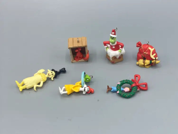 Vintage Miniature Hallmark Keepsake Ornaments - Dr Seuss Grinch and Green Eggs and Ham Set