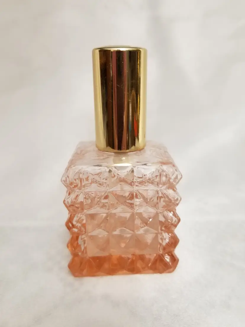 Vintage Pink Pressed Glass Perfume Atomizer
