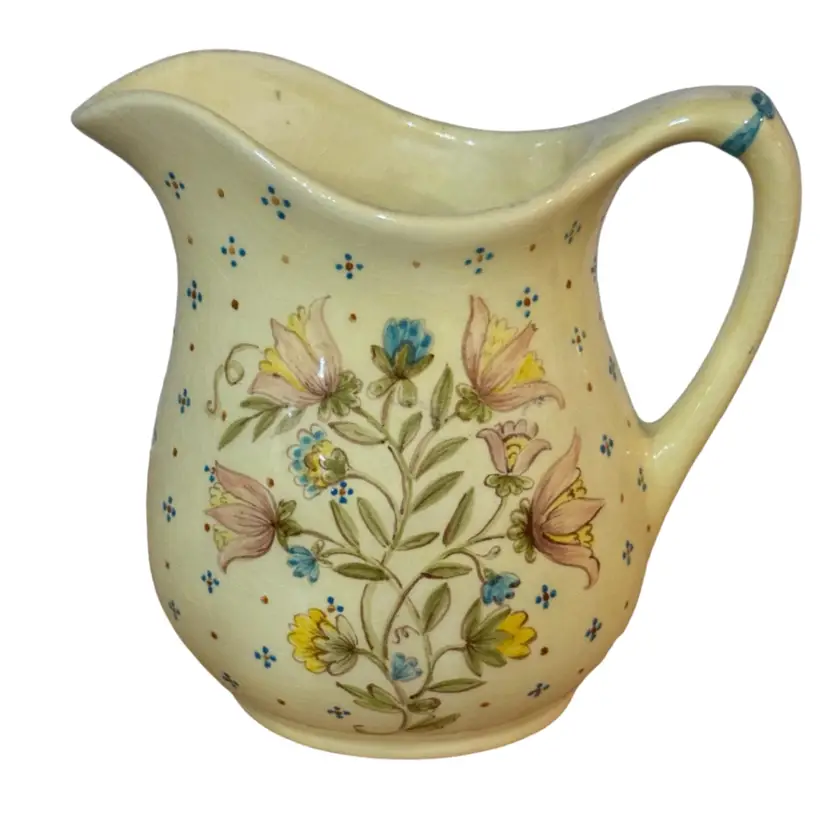 Sweet yellow floral creamer Signed Hoose