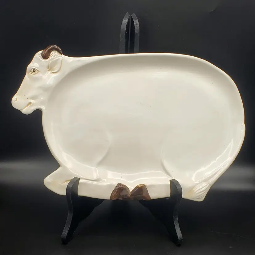 Unmarked Bull Platter, circa 1970s, Made In Italy