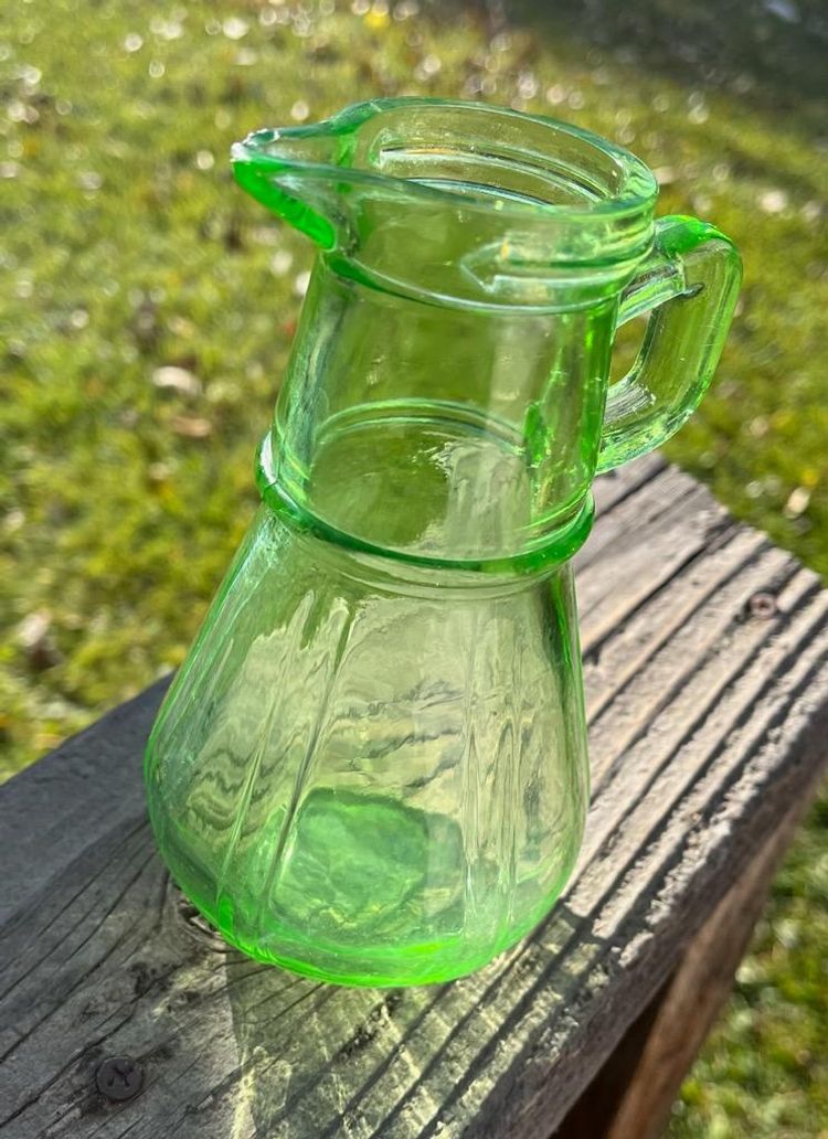 Vintage Green Uranium Glass Pitcher