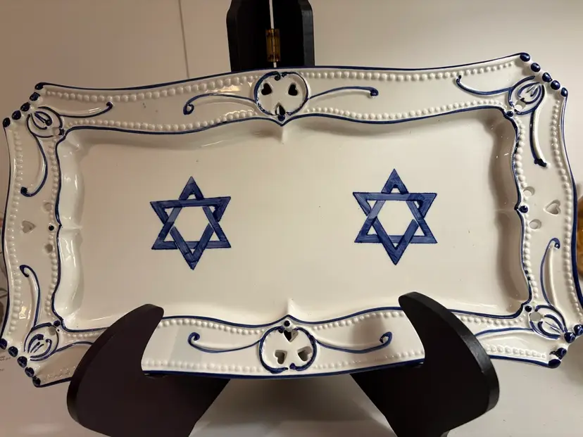 Ceramic Platter With Two Stars Of David