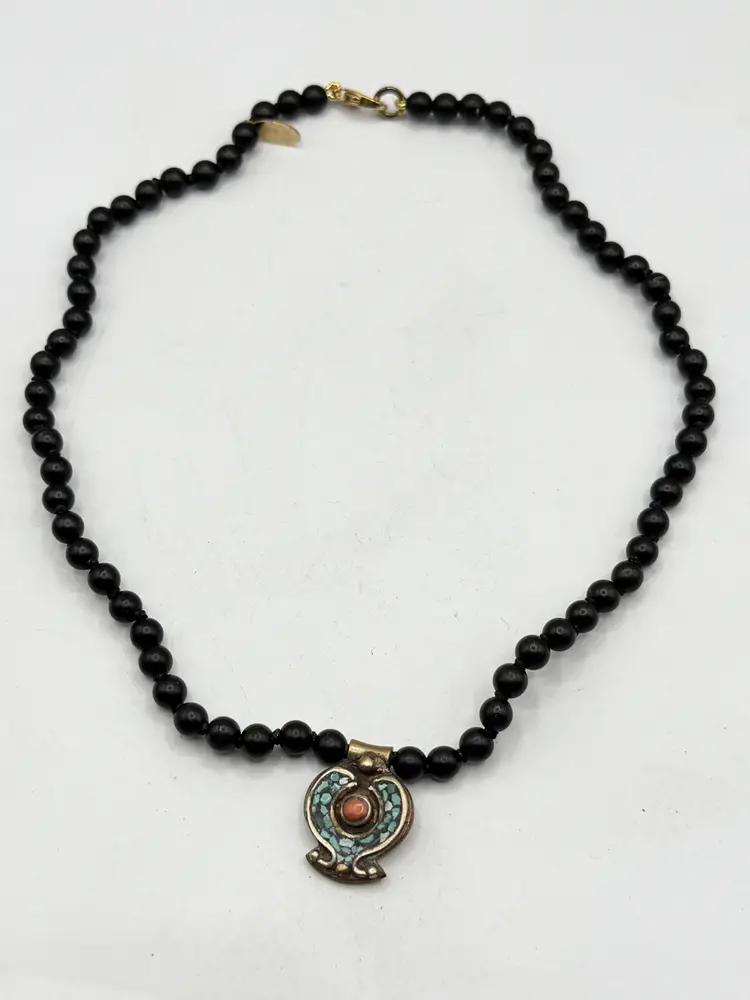 Jen Stock beaded stone pendant necklace