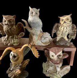 Choice Of One - Vintage Porcelain Owl Figurine Various Types Of Owls 5”- 6.5”