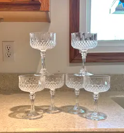 Cristal d'Arques-Durand Longchamp Champagne  Coupe Tall Sherbet Glass Set 6 / 5.5”