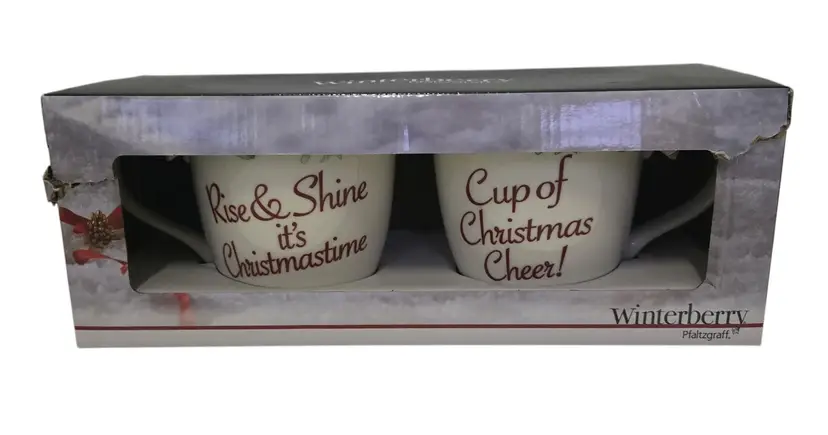 #01 Pfaltzgraff Winterberry Christmas Holiday Set of 2 Large Mugs