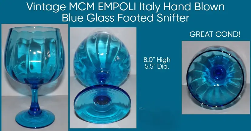 MCM Empoli Italy Optic Panel Blue Snifter