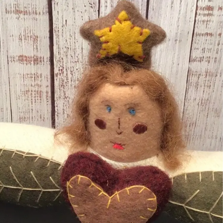 Vintage Folk Art Felt Christmas Angel Tree topper