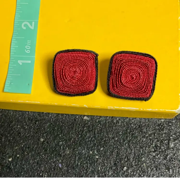 Black And Red Square 90s Earrings