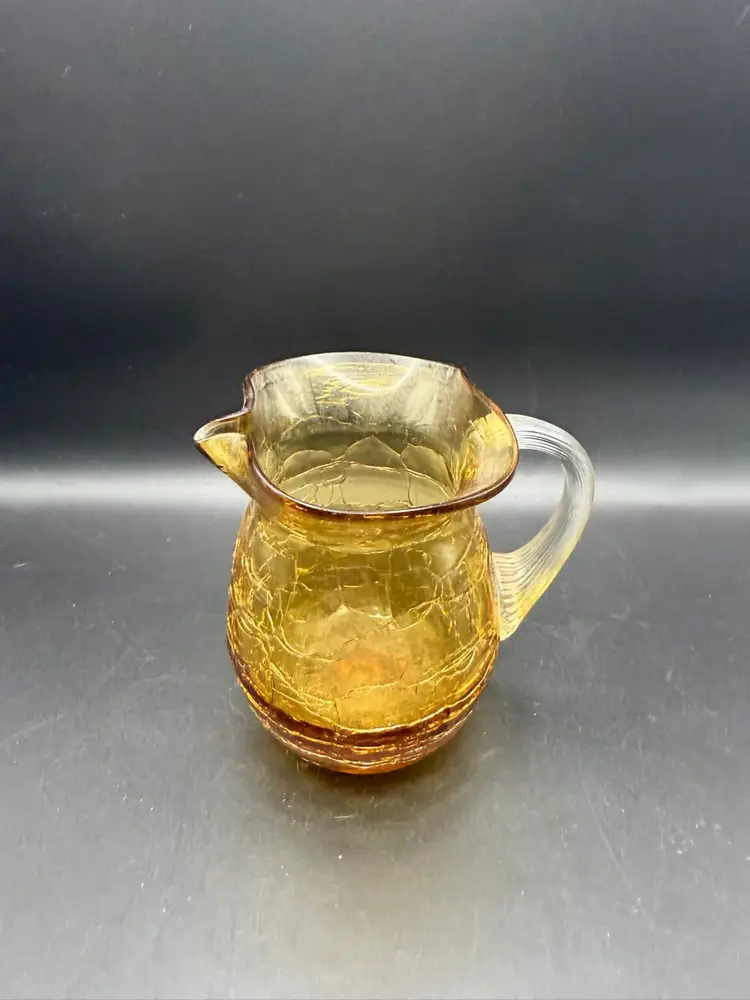 Kanawha Glass Amber Crackle Glass Pitcher